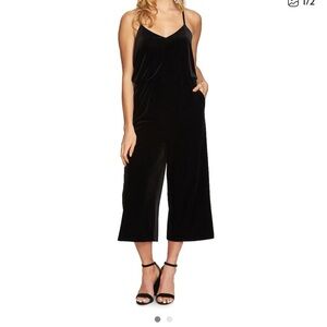 1.STATE Womens Velvet Racerback Jumpsuit, Black,